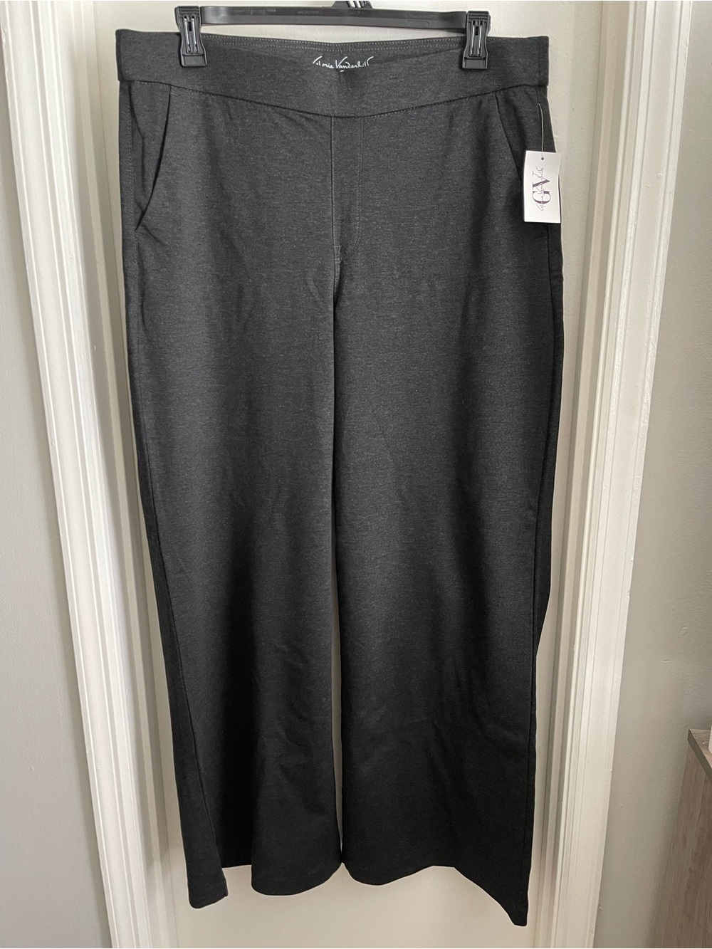 Gloria Vanderbilt Dark Gray Wide-Leg Pull-On Slacks